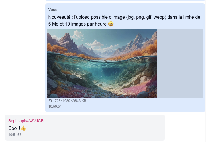 Envoi d'images dans la nouvelle version beta