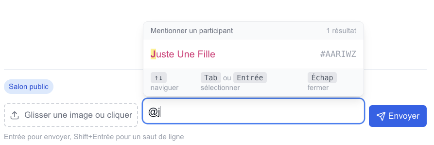 Mentionner un utilisateur dans un salon