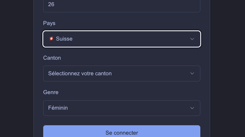 Aperçu du formulaire de connexion